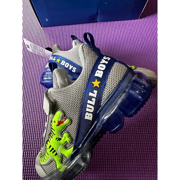 Bull Boys T-Rex US Size 13 Boy Sneakers Dinosaurs Grey Blue Light-Up Velcro NEW - Picture 4 of 16
